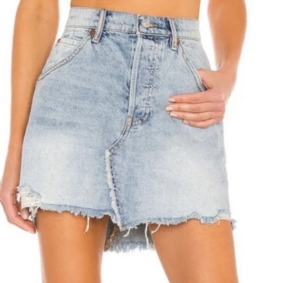 FREE PEOPLE Brea Denim Distressed Skirt - Picture 2 of 8